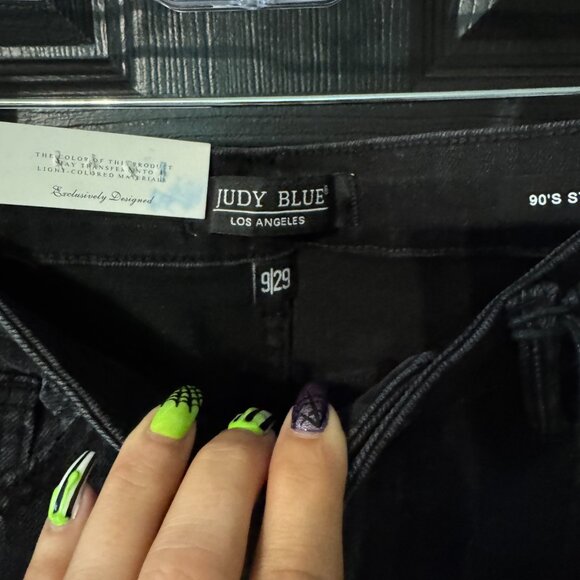 NWT Judy Bue 90s Black Distressed Stretch Rigid Front Denim 9/29 - Picture 3 of 5